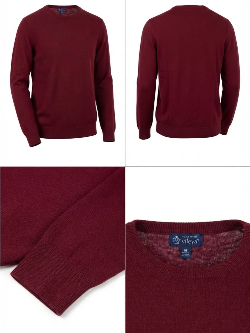 J. Crew 100% Wool Men's Crewneck Sweater in Burgundy Size XL